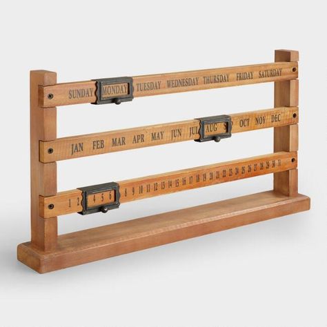 Wood And Metal Desk, Wooden Calendar, 달력 디자인, Diy Holz, Wood Molding, Home Office Accessories, Perpetual Calendar, Desk Calendars, Calendar Design