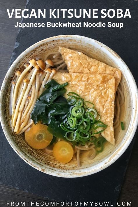 Soba Noodle Soup, Vegan Broth, Soba Noodles Soup, Resep Vegan, Soba Noodles Recipe, Easy Comfort Food Dinners, Vegan Japanese, Soba Noodle, Japanese Soup