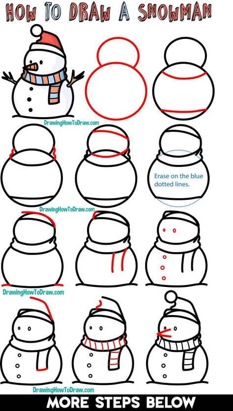 Learn How to Draw a Snowman Easy Step by Step Drawing Tutorial for Kids Cute Snowmen Drawings, Snowman Eyes, Draw Snowman, Drawing Snowman, Snowman Drawing, Simple Snowman, Draw A Snowman, Winter Drawing, Easy Christmas Drawings