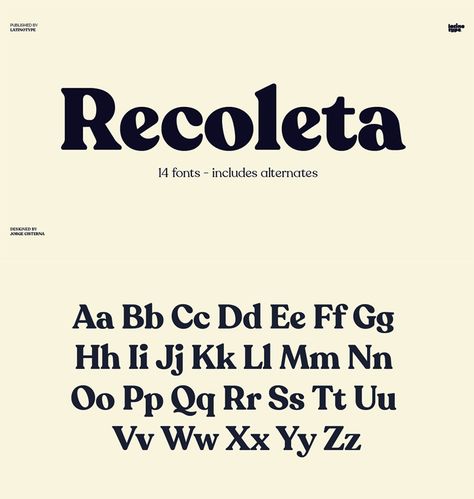 — Recoleta Font Family from Latinotype Read more... Typographie Logo, Retro Type, Typographie Inspiration, Design Alphabet, Alphabet Fonts, Aesthetic Fonts, Font Inspiration, The Font, Graphic Design Fonts