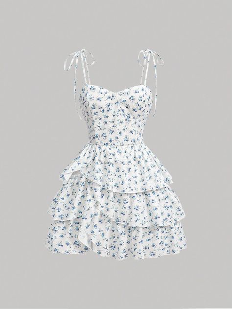 Tiered Layered Dress, Spring Time Dresses, Graduation Dress Floral, Cute Italy Outfits, Graduation Dress Middle School 8th Grade, Cute Small Dresses, Cute White Dresses Graduation, Dresses Graduation 8th Grade, Cute Summer Dresses Aesthetic