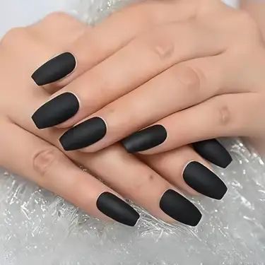 Temu Nails Matte Black, Matte Gel Nails, Fake Press On Nails, Brown Acrylic Nails, Latest Nail Designs, Brown Nails Design, Black Coffin Nails, Minimal Nails Art, Nails Matte