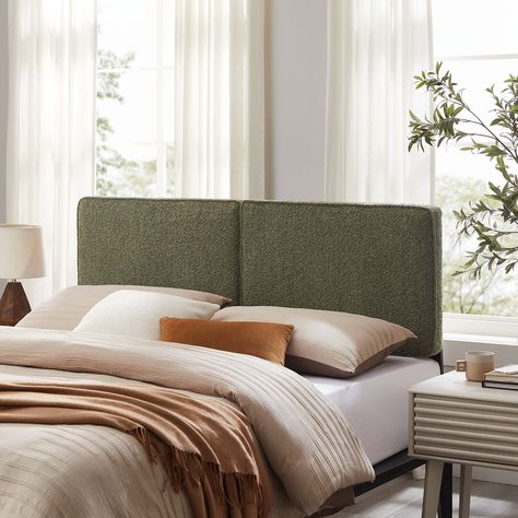 Embrace elegance and comfort with the Lindee Headboard, a statement piece that merges plush comfort with sophisticated design. Green Headboard Bedroom Ideas, Green Bed Frame, Freestanding Headboard, Green Headboard, King Bed Headboard, Modern Headboard, Cushion Headboard, Fabric Headboard, Green Cushions