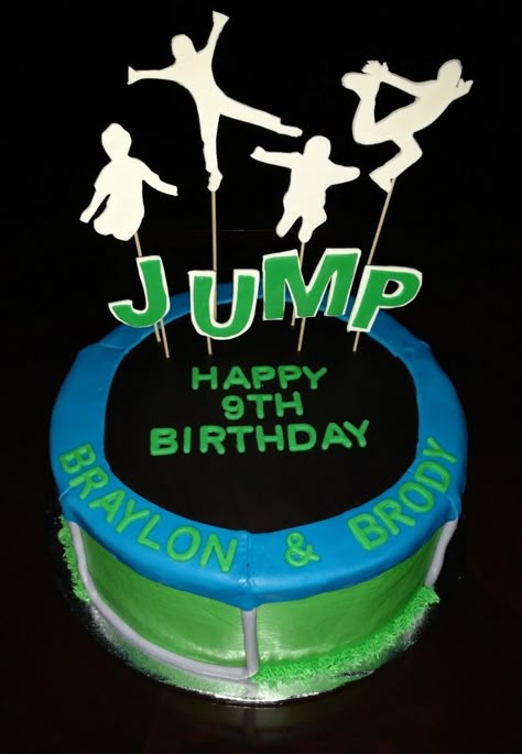 Trampoline birthday cake Jump Theme Birthday Cake, Jump Birthday Party Ideas, Jump Birthday Cake, Trampoline Birthday Cake, Trampoline Cake Ideas, Jump Party Cake, Trampoline Birthday Party Ideas, Trampoline Cake, Trampoline Park Birthday Party