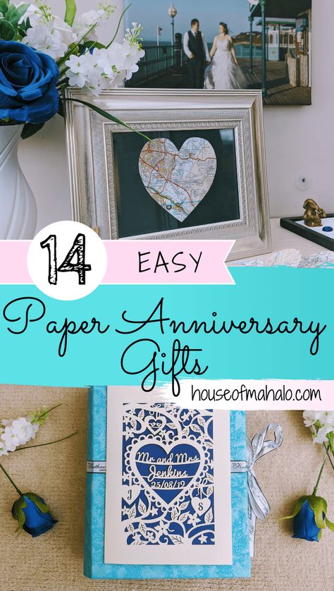 14 DIY Paper Anniversary Gifts To Make In A Weekend Diy Wedding Anniversary Gifts, Gifts For Marriage, Paper Anniversary Gifts, 1st Anniversary Gifts For Him, Paper Wedding Anniversary Gift, Diy Anniversary Gifts For Him, Anniversary Crafts, Anniversary Diy, Recycled Paper Crafts