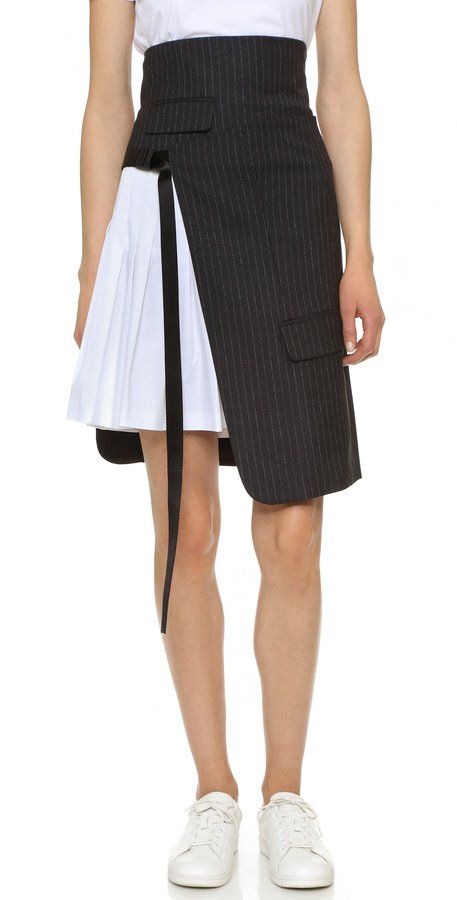 Pin for Later: 34 Wrap Skirts to Get All Tied Up in This Spring  DKNY Pinstripe… Skirt Inspiration, Wrap Skirts, Dresses Aesthetic, Popsugar Fashion, Ținută Casual, Dresses 2024, White Dress Summer, Cute Summer Dresses, A Skirt