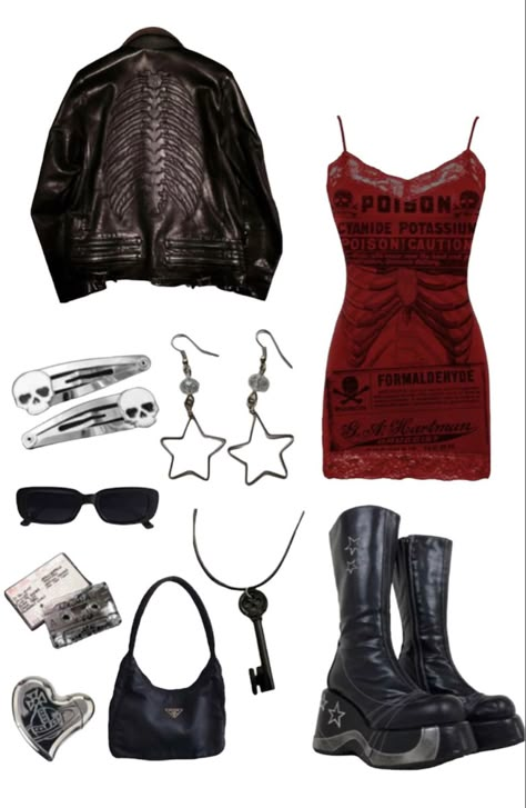 Villain Era Outfits, Rock And Roll Outfits Women, Gig Outfit Ideas, Rockstar Gf Outfit, Rockstar Aesthetic Outfits, Girlfriend Clothes, 1990 Style, Rock Star Outfit, Rockstar Style