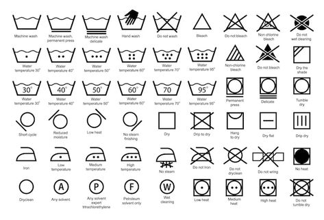 Laundry icons garment care instructions ... | Premium Vector #Freepik #vector #laundry-icon #laundry-symbols #washing-symbols #wash-icon Washing Instruction Symbols, Laundry Icons, Social Media Icons Vector, Laundry Symbols, Label Machine, Pin Map, Business Icon, Symbol Design, Social Media Logos