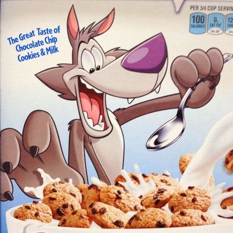 Chip the wolf is the COOKIE CRISP cereal mascot. Cereal Characters, Cookie Crisp Cereal, Cereal Cookies, Cookie Crisp, Famous Dogs, Milk Cookies, The Wolf, Thoughts And Feelings, Cereal Bowls