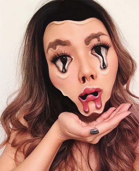 Carnaval Make-up, Melting Face, Creepy Makeup, Cool Halloween Makeup, Special Fx Makeup, Face Art Makeup, Amazing Halloween Makeup, Halloween Makeup Scary, Horror Makeup