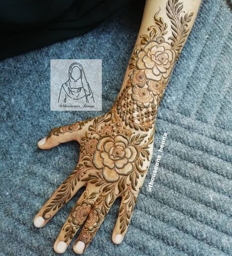 Thouseens Henna, Khafif Mehndi Design, Indian Mehndi Designs, Leg Mehndi, Finger Henna Designs, Henna Ideas, Bridal Mehendi Designs Hands, Finger Henna, Rose Mehndi Designs