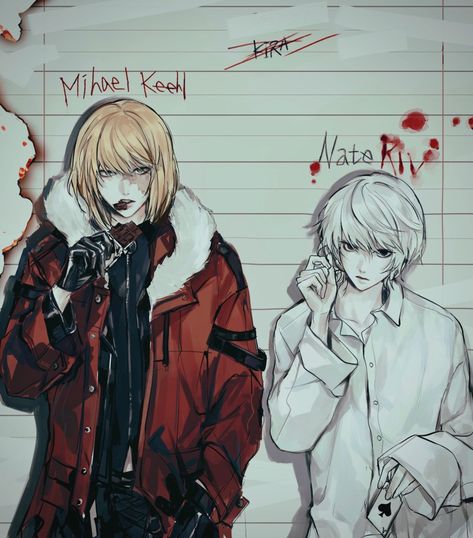 Mello Official Art, Light Official Art, Killer Oc Design, Light Yagami Drawing, Near Fanart, Mello Fanart, Deathnote Fanart, Near And Mello, Mello And Near