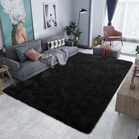 Fuzzy Rug, Carpets For Kids, Fur Carpet, Plush Carpet, Black Carpet, Kids Room Rug, Decor Essentials, Cute Home Decor, Modern Carpet