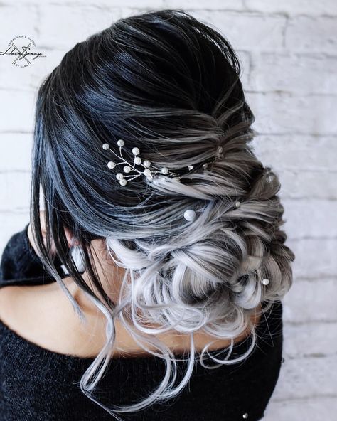 Hairstyles Volume, Hairstyles Ombre, Goth Bride, Low Updo, Gothic Bride, Gothic Hairstyles, Goth Hair, Ombre Wedding, Romantic Goth