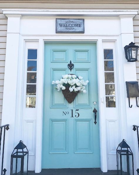 Blue Front Door Colors, Teal Front Doors, Best Front Door Colors, Exterior Door Colors, Best Front Doors, Front Door Styles, Blue Front Door, Front Door Paint Colors, Door Colors