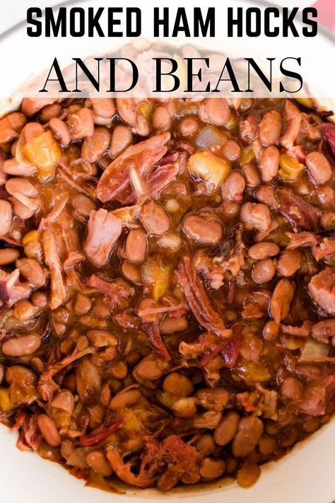 Dutch Oven Baked Beans, Hearty Dinner Ideas, Best Ever Baked Beans, Ham Hock Recipes, Ham Hocks And Beans, Beans And Ham, Beans In Crockpot, Pork Hock, Cowboy Beans