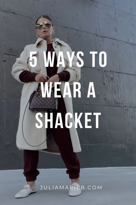 5 WAYS TO WEAR A SHACKET: http://www.juliamarieb.com/2020/11/15/ro5:-shacket/ | @julia.marie.b Wool Shacket Outfit, Julia Marie, Shacket Outfit, Instagram Ladies, Full Length Coat, Atlanta Fashion, Milan Street Style, Trendy Outfits Winter, Dressing Style