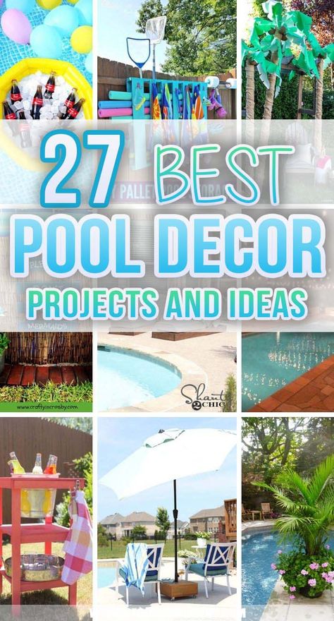 Diy Pool Decor Ideas, Pool Decor Ideas, Pool Area Decorating Ideas, Pool Towel Storage, Pool Organization, Pool Float Storage, Pool Deck Decorations, Pool Toy Storage, Cheap Pool