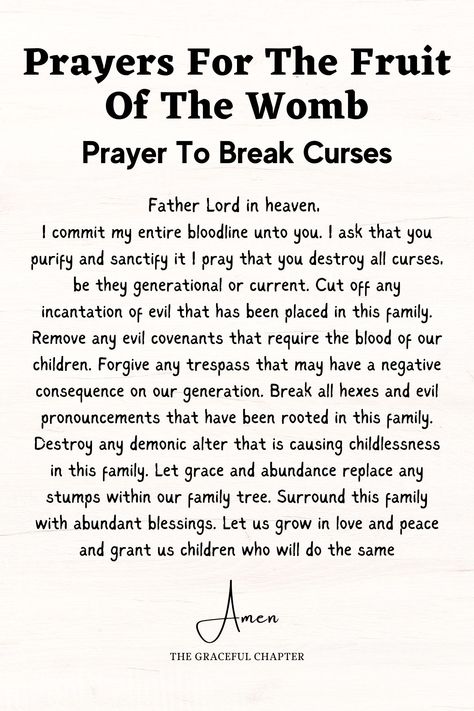 Prayer To Break Curses, Pregnancy Prayer, Prayer For My Marriage, Womb Healing, Deliverance Prayers, Spiritual Warfare Prayers, Morning Prayer Quotes, Spiritual Prayers, Good Prayers