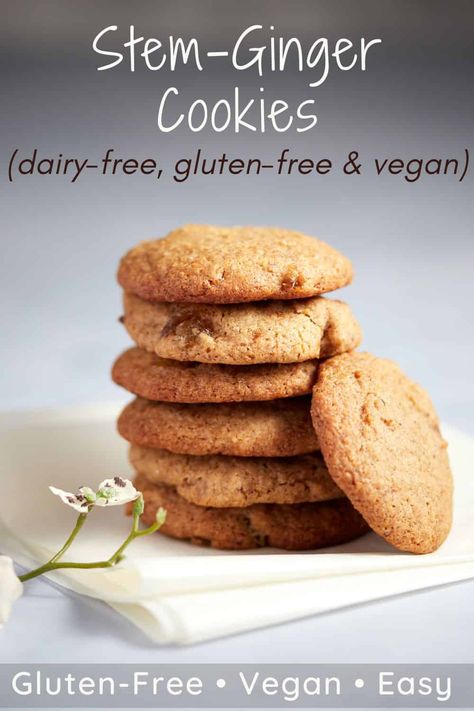 Gluten Free Biscuits Easy, Vegan Ginger Cookies, Gluten Free Ginger Cookies, Allergy Friendly Cookies, Eggless Cookie, Stem Ginger, Tahini Cookies, Gluten Free Gingerbread, Gluten Free Sugar Cookies