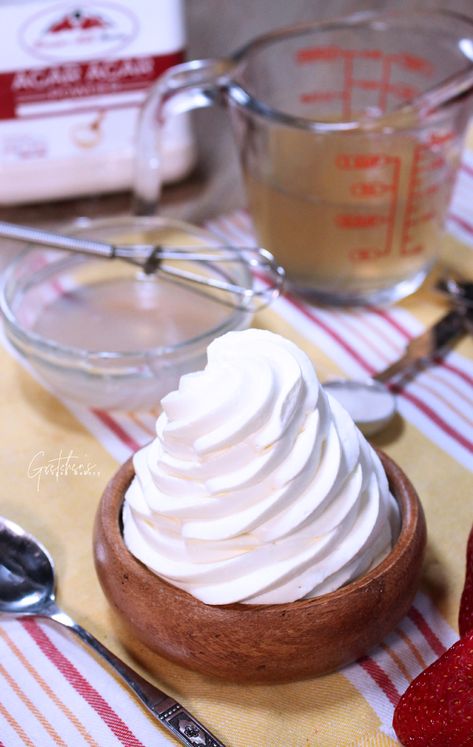 Stabilized Vegan Whipped Cream - Gretchen's Vegan Bakery Cashew Whipped Cream, Vegan Whipped Cream No Coconut, Plant Based Whipped Cream, Vegan Cream Recipe, Vegan Chantilly Cream, Vegan Cream Cake, Oat Milk Whipped Cream, Vegan Whipped Cream Frosting, Vegan Pastry Cream