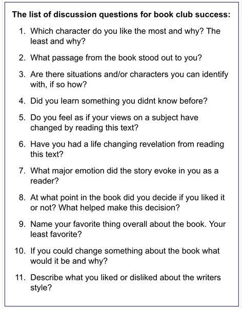 Fiction Book Club Discussion Questions Movie Discussion Questions, Book Club Note Taking, Book Club Genre List, Questions For Book Club, Book Club Discussion Prompts, Family Book Club Ideas, Book Club Questions For Kids, March Book Club Ideas, Book Club Topics