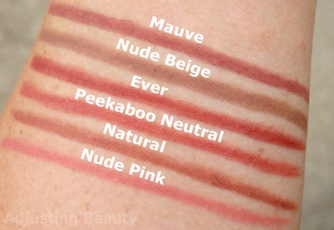 Nyx Lip Liner Swatches, Nyx Swatches, Nyx Lip Pencil, Nyx Lip Cream, Nyx Slim Lip Pencil, Nyx Lip Liner, Natural Pink Lips, Lipgloss Swatches, Lip Pencil Colors