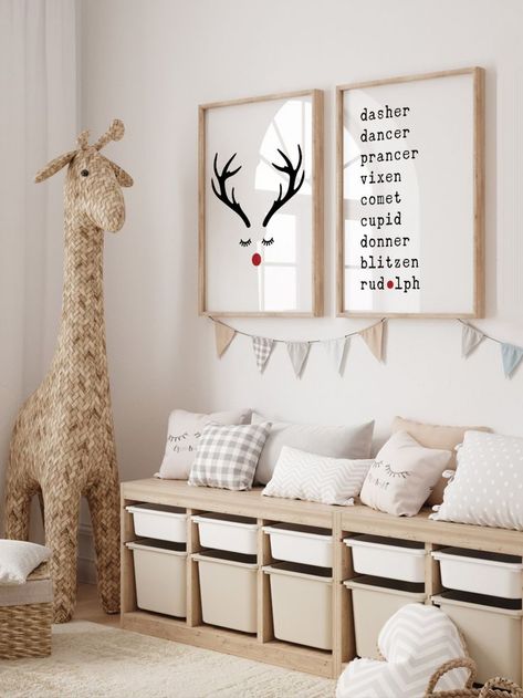 Rudolph Printable, Diy Christmas Wall Art, Christmas Kids Room, Christmas Nursery, Christmas Printable Wall Art, Rudolph Reindeer, Reindeer Names, Wall Art For Kids, Food Wall Art