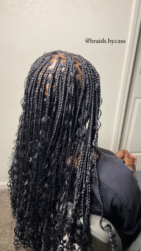 bohemian knotless braids with curly ends | hoco hairstyles | hoco • braids.by.cass on ig #braidedhairstylesforblackwomen #hoco #hocohairstyles #pictureday Hoco Braids, Small Bohemian Knotless, Small Bohemian Knotless Braids, Braids Curly Ends, Knotless Braids With Curly Ends, Bohemian Knotless Braids, Braids With Curly Ends, Bohemian Knotless, Curly Braids