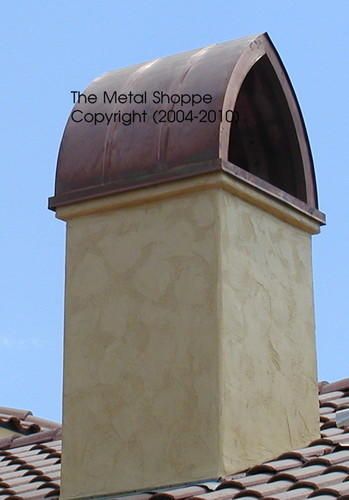 Mission Style Copper Chimney Metal Chimney, Modern Victorian Home, Modern Adobe, Chimney Tops, Apple House, Chimney Caps, Mediterranean Homes Exterior, Roof Cap, Exterior House Renovation