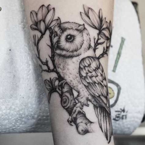 50 of the Most Beautiful Owl Tattoo Designs and Their Meaning for the Nocturnal Animal in You - KickAss Things An Owl Tattoo, Simple Owl Tattoo, Owl Forearm Tattoo, Owl Tattoo Meaning, Barn Owl Tattoo, Owl Tat, Cute Owl Tattoo, Female Tattoos, Owl Tattoo Design