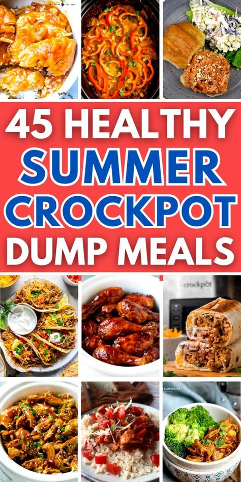 Healthy summer crockpot recipes! Easy summer dump and go healthy dinner recipes for the crockpot. Easy healthy slow cooker recipes dinners, healthy crockpot dump meals chicken, easy dump and go crockpot recipes healthy, dump meals recipes crockpot healthy, easy meals for dinner healthy crock pots, healthy dinner recipes for family crockpot, light summer crockpot meals, summer meal ideas dinners crockpot, summer slow cooker recipes dinners, quick summer dinner ideas crockpot, dump meals healthy. Easy Dinner Recipes Crockpot Healthy, Healthy Crockpot Ideas, Dump And Go Meals Crock Pot, Budget Crockpot Meals Healthy, Summer Healthy Crockpot Recipes, Healthy Crockpot Dump Meals, Healthy Chicken Crock Pot Meals, Summer Chicken Recipes Dinners Crockpot, Healthy Crockpot Summer Meals