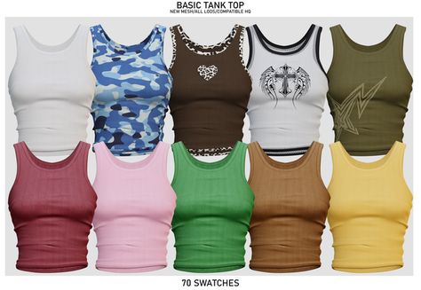 Y2K Mixt Set (Early access) | Babyetears Sims 4 Tank Top, Cc Clothing, Sims 4 Men Clothing, Clothes Cc, Sims 4 Tsr, Sims 4 Challenges, Sims 4 Cas Mods, Sims Clothes, Play Sims 4