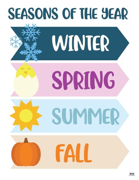 Montessori Seasons Free Printable, Seasons Decorations Classroom, Season Printables Preschool, Kindergarten Classroom Decor Printables, Season Classroom Decoration, Seasons Flashcards Free Printable, Seasons Printables Free, Seasons For Kindergarten, Seasons Of The Year Printables