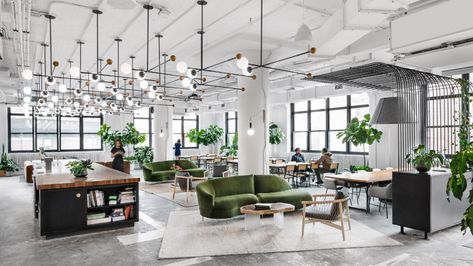 Open Collaboration Office, Shake Shack Nyc, Lux Office, Michael Hsu, Downtown Office, Industrial Office Space, Design Portfolio Layout, Gray Office, Student Lounge