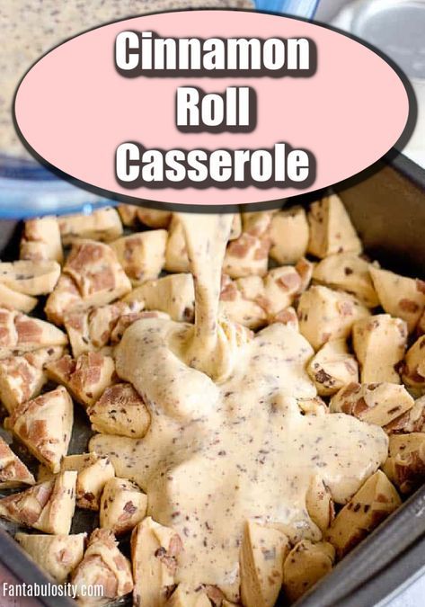 YUM! This cinnamon roll casserole uses canned cinnamon rolls! So easy! #cinnamon #rolls #casserole Cinnamon Roll Casserole With Biscuits, Cinnamon Bun Bake, Pilsberry Cinnamon Roll Casserole, What Can You Make Out Of Canned Cinnamon Rolls, Overnight Cinnamon Roll Casserole 12 Tomatoes, Cinnamon Rolls With Canned Cinnamon Rolls, Recipes Using Can Cinnamon Rolls, Cinnamoroll Casserole, Pilsbury Cinammon Rolls Casserole