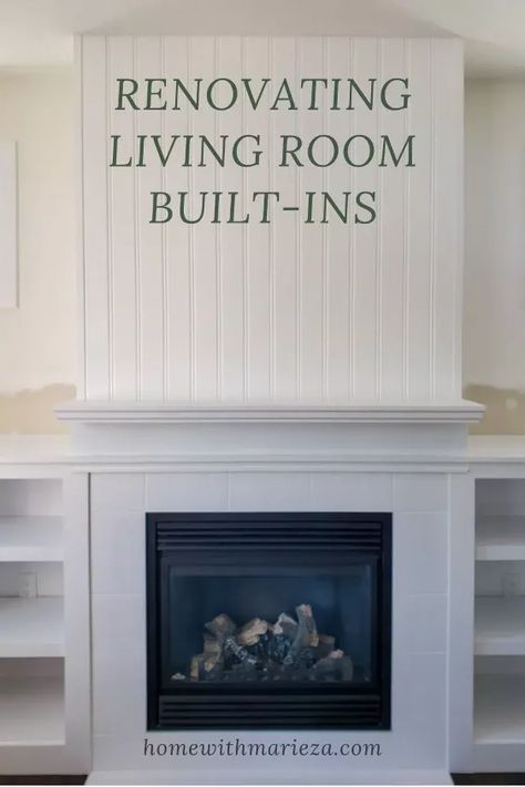 Renovating Living Room Built-ins | Hometalk Building A Basement, White Built Ins, Built In Around Fireplace, Living Room Built Ins, Diy Room Divider, Faux Window, Vintage Style Decorating, My Living Room, In This House