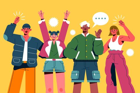 Waving Illustration, Character Flat Design, Vector Illustration People, Vector Illustration Character, Vector Graphics Illustrations, Vector Character Design, Flat Design Illustration, 카드 디자인, Vector Character