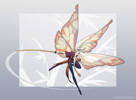 ArtStation - Fairy Ronin - CDChallenge, Alessandro Pizzi Wings Drawing, Wings Design, Mythical Creatures Art, Creature Concept Art, Fairy Art, Creature Concept, Character Design References, Creature Design, Creature Art