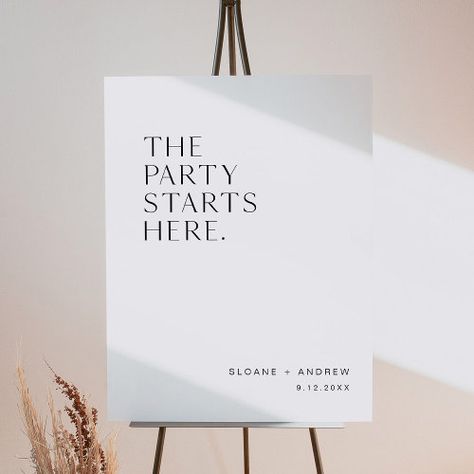 $58.75 | HARLOW The Party Starts Here Wedding Welcome - harlow, minimalist wedding welcome sign, modern wedding welcome sign, elegant welcome sign, minimal wedding, classic wedding welcome sign, wedding welcome foam board, party starts here, party starts here sign Modern Wedding Welcome Sign, Calligraphy Welcome, Board Party, Welcome Sign Wedding, Welcome Boards, Wedding Posters, Wedding 2024, Minimal Wedding, Wedding Welcome Sign