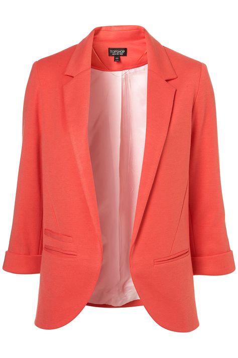 coral Coral Blazer, Blazer Pattern, Red Peach, Boyfriend Blazer, Open Front Blazer, Color Coral, Blazer Outfits, Dress For Short Women, Office Work