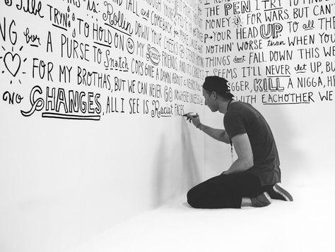 Sharpie Art Exercises Timothy Goodman, Tupac Quotes, Sharpie Art, Wall Drawing, Hand Painted Walls, Tupac, Mural Art, New Wall, Op Art