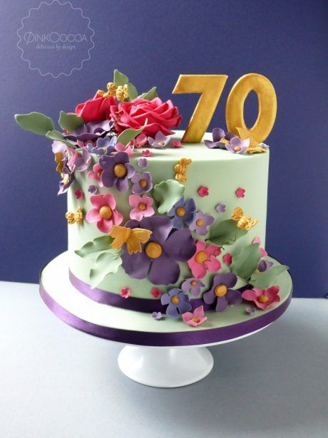 70years Birthday Cake, 60th Birthday Cake With Flowers, Cake Designs For 70th Birthday For Women, Female 70th Birthday Cake, Mum 70th Birthday Cake, Ladies 70th Birthday Cake, Cake 70th Birthday Mom, Mums Birthday Cake, Elegant 70th Birthday Cakes For Women