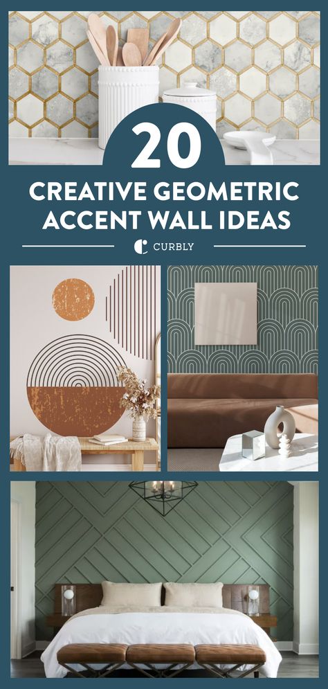 Transform your walls with our geometric accent wall ideas! From simple lines to intricate designs, get inspired for your next project. Geometric Accent Wall, Sharpie Wall, Herringbone Accent Wall, Painted Feature Wall, Wood Walls Bedroom, Gold Accent Wall, Geometric Decals, Accent Wall Design, Gallery Wall Design