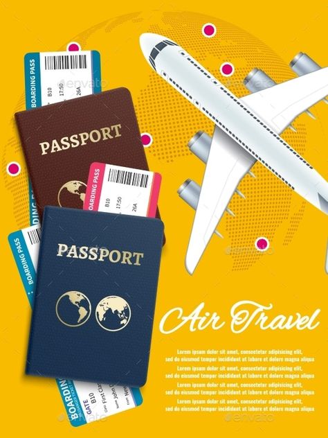 Air Travel Banner with World Globe Airline Tickets by MicrovOne | GraphicRiver Travel Banner, Ticket Design, Air Tickets, Weather Change, World Globe, Model Show, Airline Tickets, Travel Illustration, Air Travel