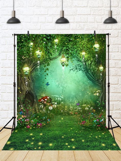 1pc Spring Magic Forest Background Fairy Tale Butterflies Wedding Photo Backdrop Baby Shower Party Decoration 150*210cm BannerI discovered amazing products on SHEIN.com, come check them out! Enchanted Forest Baby Shower, Butterfly Wedding Theme, Enchanted Forest Party, Spring Magic, Garden Backdrops, Forest Backdrops, Photo Backdrop Wedding, Dream Photography, Forest Background