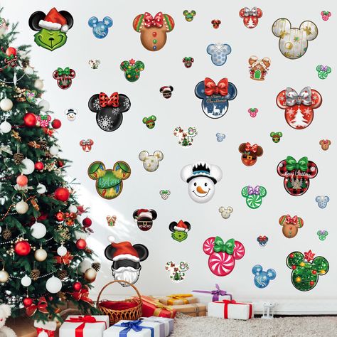 PRICES MAY VARY. 12 Sheets Christmas Wall Stickers : Our set includes 12 sheets adorable wall stickers with different cute mouse designs. Each removable vinyl window cling size is about 11.8 inches x 7.9 inches. Sufficient quantity and rich styles to meet your daily needs. Christmas Wall Decorations Stickers : Our lovely Xmas wall decals are designed with various vivid patterns. 12 sheets different patterns add more charm to your wall decorations. These wall decals are suitable for bedroom, livi Christmas Wall Decals, Christmas Kids Room, Party Living Room, Christmas Wall Stickers, Disney Christmas Decorations, Mouse Wall, New Year Party, Christmas Mouse, Wall Decor Stickers