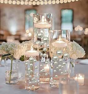 Floating White Pearls-Shiny-Jumbo Sizes-Fills1 Gallon of Floating Pearls & Transparent Gels for Your Vases-with Must-Have Measured Transparent Water Gels Floating Kit Floating Centerpieces, Vase Decorations, Floating Lights, Rose Gold Pearl, Vase Fillers, Fairy String Lights, Vase Centerpieces, Ivory Pearl, Floating Candles