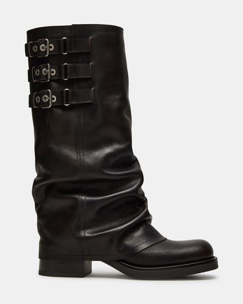 Fold Over Boots, Madden Boots, Steve Madden Boots, Winter Fits, Buckle Boots, Brown Leather Boots, Leather Cuffs, Moto Boots, Women's Boots