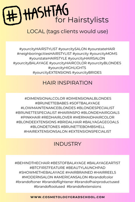 SAVE THIS FOR LATER!! Instagram hashtag ideas for hairstylists and cosmetologists. #socialmedia #instagram #marketing #hashtags Hair Stylist Hashtags, Hairstylist Hashtags Instagram, Hairstylist Posts For Instagram, New Hairstylist Marketing, Hair Polls For Instagram, Hair Hashtags Instagram, Hairstylist Instagram Post Ideas, Hairstylist Reel Ideas, Hairstylist Instagram Usernames